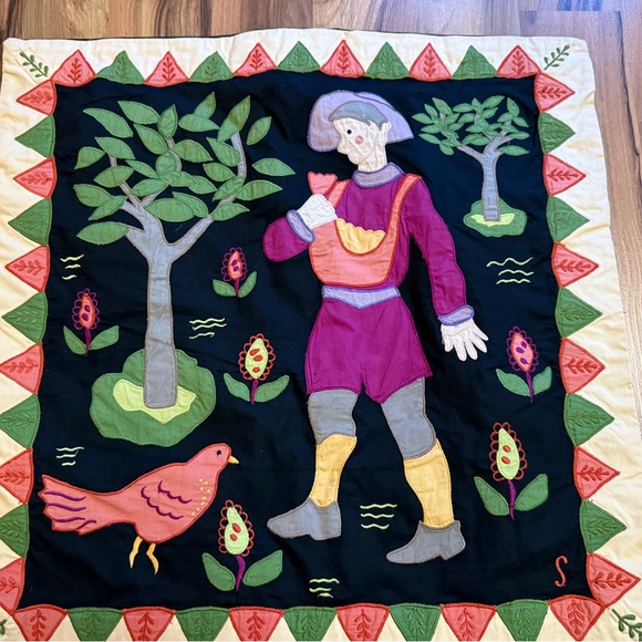 SUSAN SARGENT APPLIQUÉ PILLOW COVERS. TWO 20x20” COVERS - Picture 2 of 10